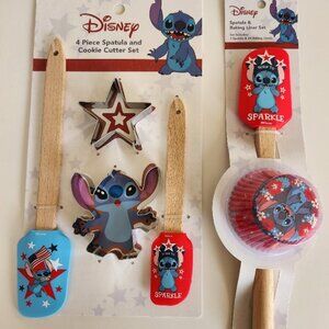 New Disney Stitch 4-pc Spatula & Cookie Cutter Set & Spatula & Cupcake Papers